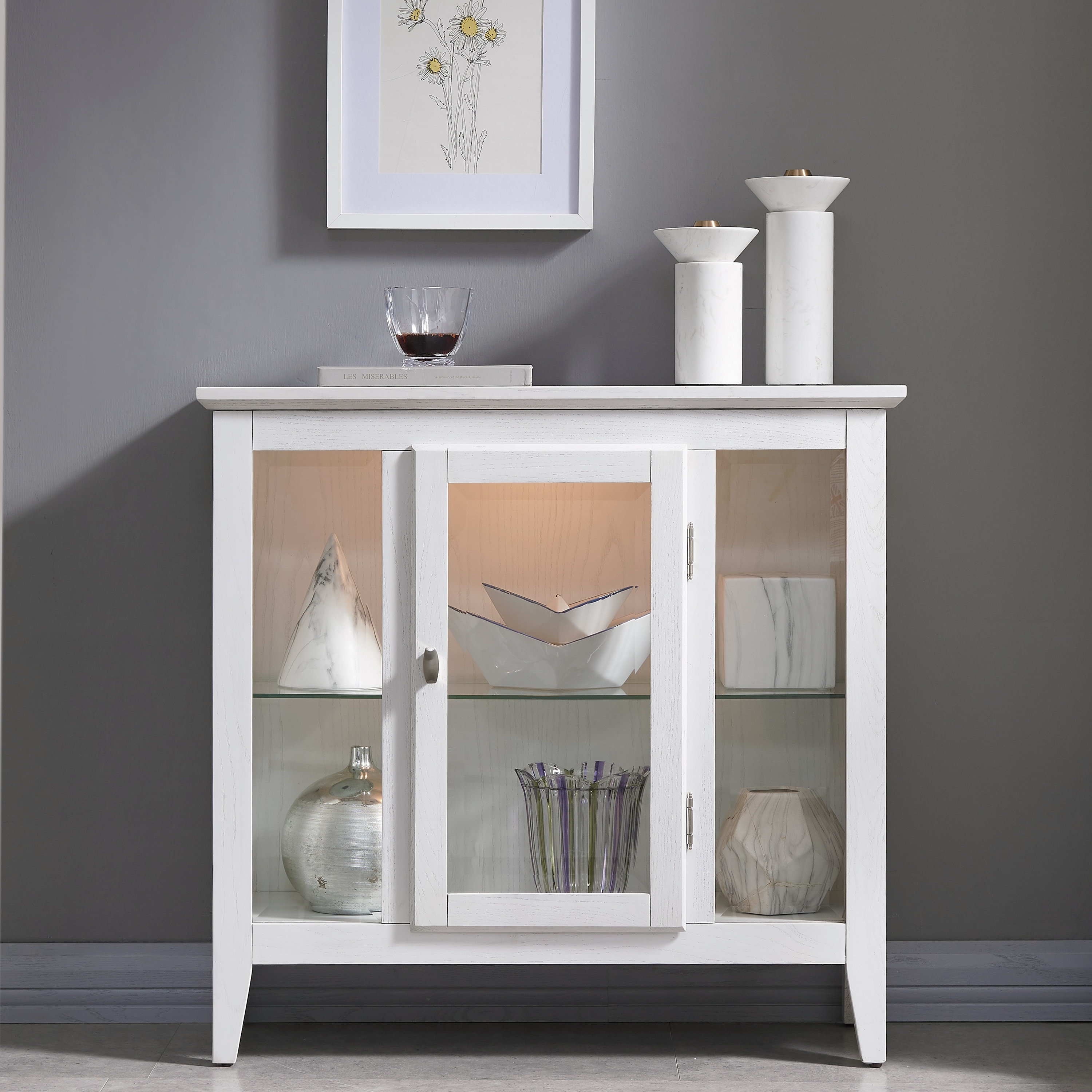 Leick Home One Door Entryway Curio Cabinet with Interior Light