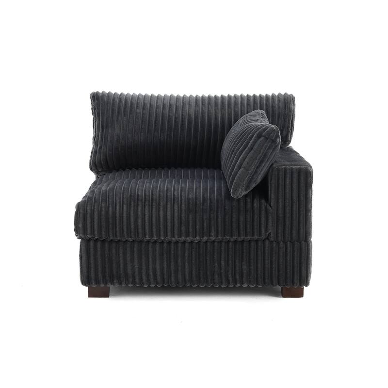 40"W Plush Corduroy Corner Accent Chair Sectional Module with Pillow