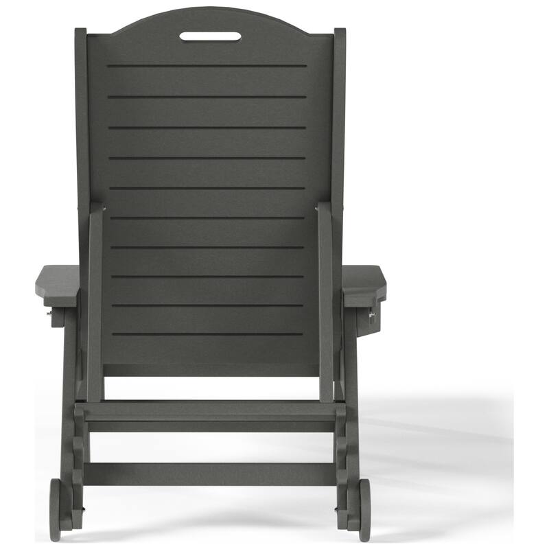 Brighton Outdoor Poly Reclining Chaise Lounge with Wheels & Cup Holder