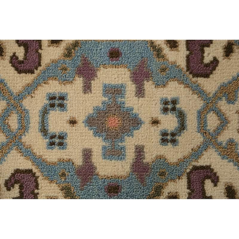 All-Over Floral Oushak Indian Runner Rug Hand-Knotted Wool Carpet - 2'6"x 7'9"