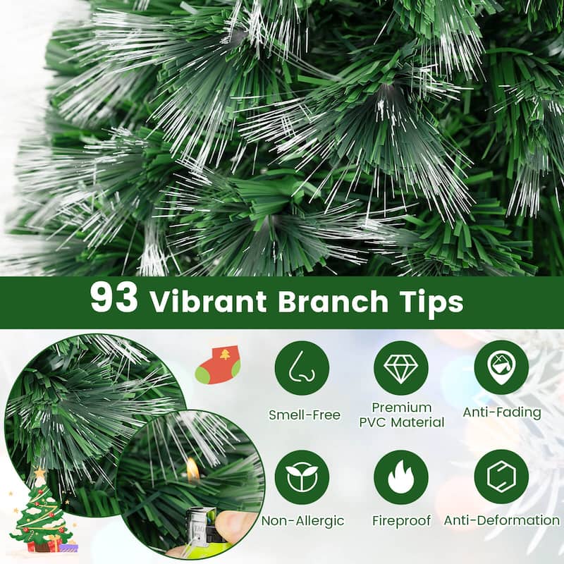 Costway 3 FT Fiber Optic Christmas Tree with 93 Branch Tips Topper - Green - See Details