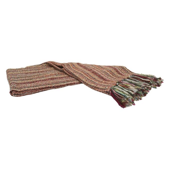 Home&Manor Handcrafted Wool & Cotton Throw Blanket Ember Bloom