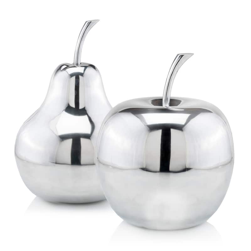 Silver Polished Mini Apple Shaped Aluminum Accent Home Decor
