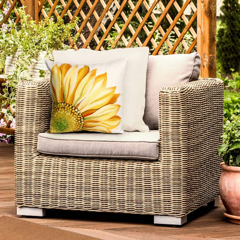 Liora Manne Visions III Sunflower Indoor/Outdoor Pillow Yellow 20" Square - Accent - 20" x 20" - Polyester - Yellow