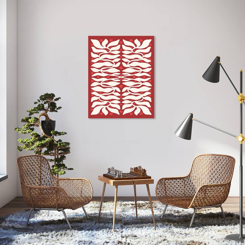 Wynwood Studio Canvas Floral and Botanical Burgundy Toast and Vines Red Modern & Contemporary Wall Art Canvas Print - 30 x 36