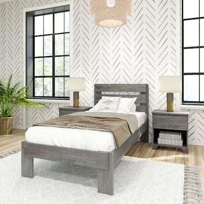 Max and Lily Farmhouse Twin Bed with Plank Headboard