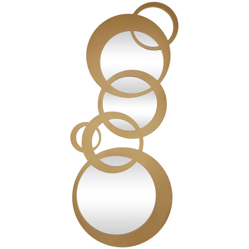 Wooden Geometric Circles Wall Mirror - Gold - Roche River Decor - 1"W x 56"L x 23"H