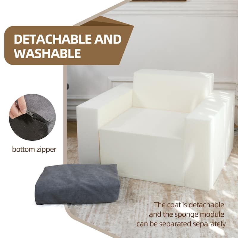 Plain Grey 40.2" Accent Chair with High-Density Foam