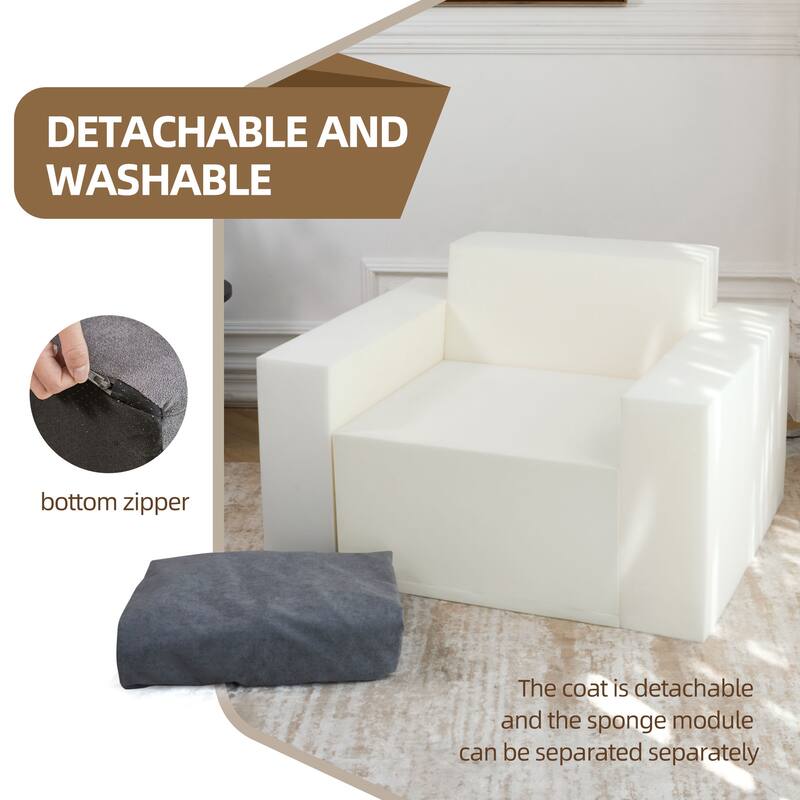 Sofa in a box Foam Sofa Couch with Pillow, Bean Bag Chairs for Adults Stuffed High-Density Foam, Large Bean Bag Single Sofa