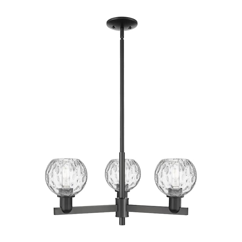 Innovations Lighting Endless Possibilities Arcadia - Athens Water Glass - 3 Light 28" Stem Hung Chandelier - Matte Black
