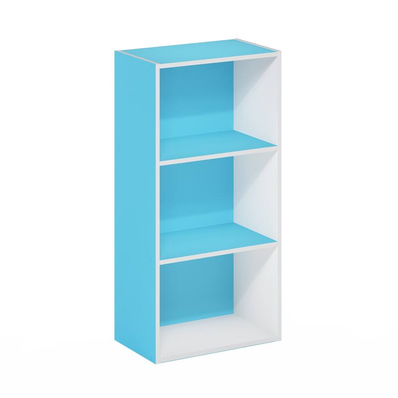 31.4 in. Tall Light Blue/White Wood 3-Shelf Bookcase