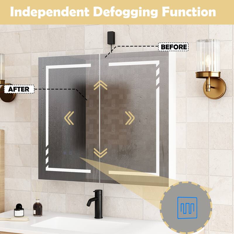 Gleaming Vanity Set Ceramic Basin and LED Mirror Cabinet Combo