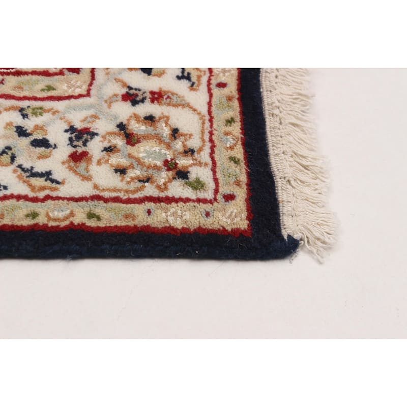 ECARPETGALLERY Hand-knotted Nain Dark Navy Silk, Wool Rug - 2'8 x 16'2
