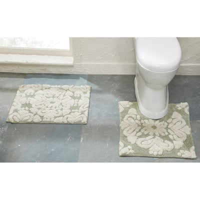 Better Trends Medallion Collection 100% Cotton 2-Pc Set Bathroom Rugs-Soft & Super Absorbent, Non-Skid Latex, Machine Washable