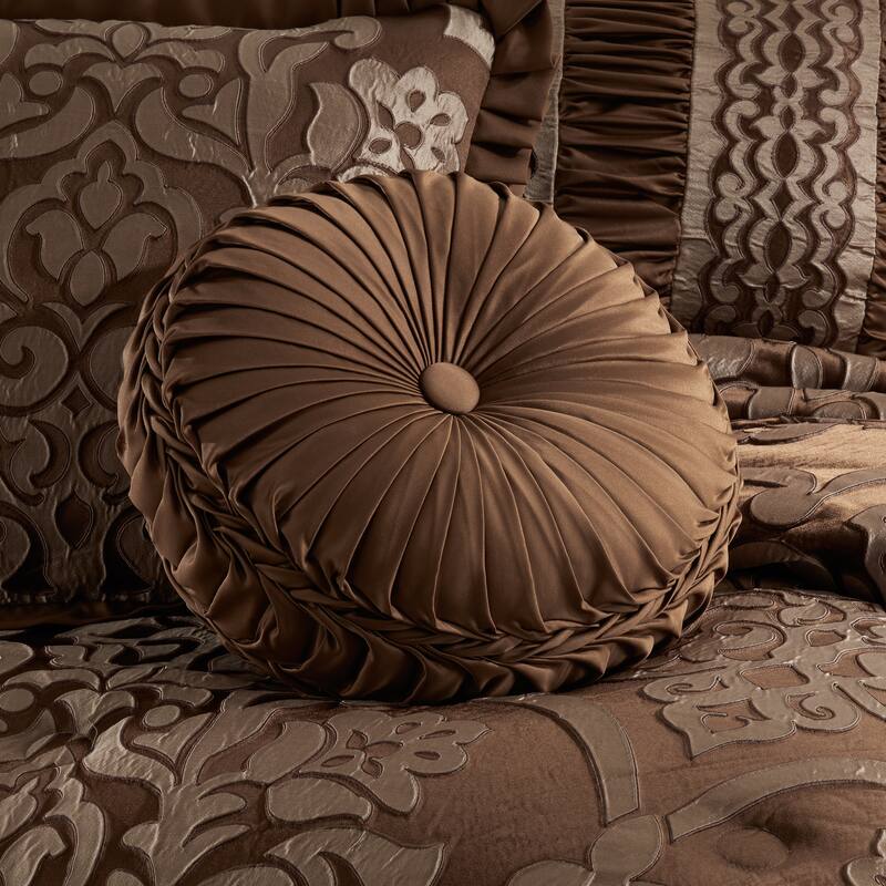 J. Queen New York Surano Tufted Round Decorative Throw Pillow - Accent - Polyester - Copper