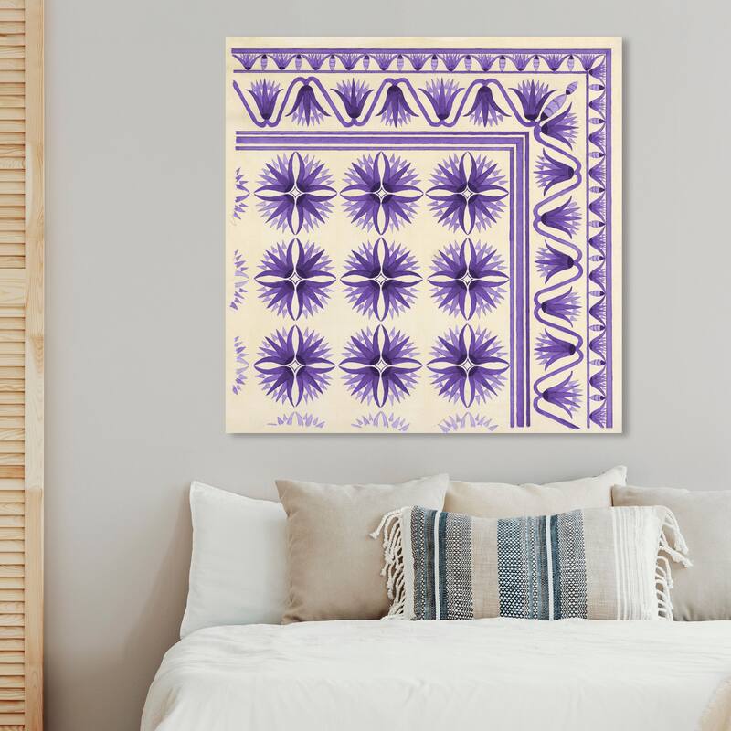 Wynwood Studio Canvas Abstract Floor Covering Lilac White and Cream White Traditional Wall Art Canvas Print - 40 x 40
