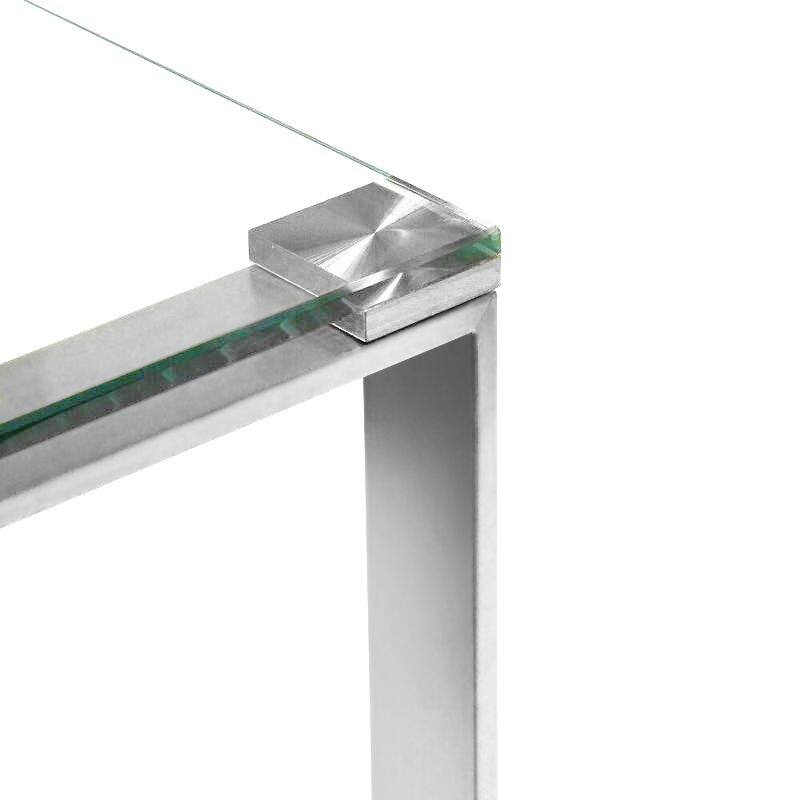 Gem Modern Tempered Glass & Stainless Steel End Table - End Table