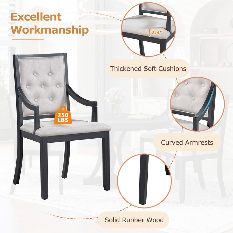 5-Piece Retro Dining Set with Extendable Round Table, Round Table & 4 Chairs Set with Upholstered Chairs