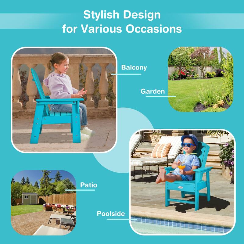 Gymax Set of 2 Kids Patio Adirondack Chair Armchair Weather Resistance