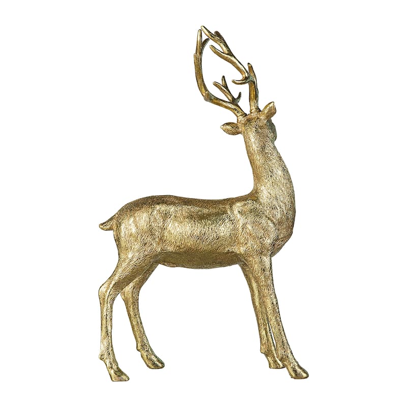 Glitzhome Resin Christmas Lying Standing Reindeer Figurines Xmas Table Decor Deer Statues