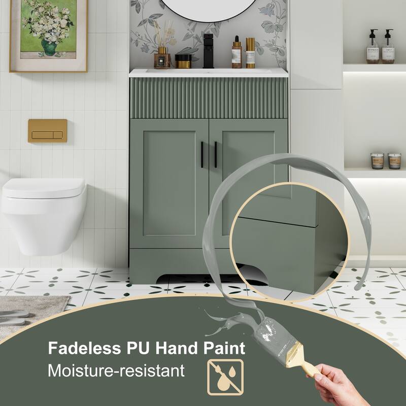 Modern 24/30/36/48" Wave-Line Bathroom Vanity Set with Sink & Faucet
