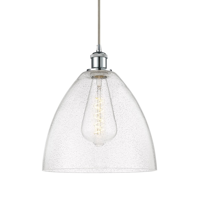Innovations Lighting 516-1P-15-12 Bristol Pendant Bristol Glass 12" - Polished Chrome / Seedy