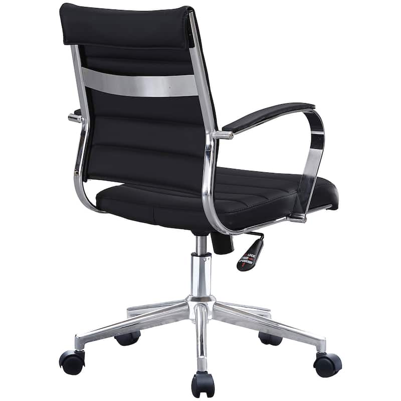 Modern Office Chair, Executive Mid-Back Conference Room Chair in PU Leather with Wheels and Arms