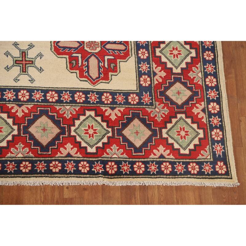 Kazak Oriental Area Rug Hand-Knotted Geometric Wool Carpet - 8'4"x 11'8"