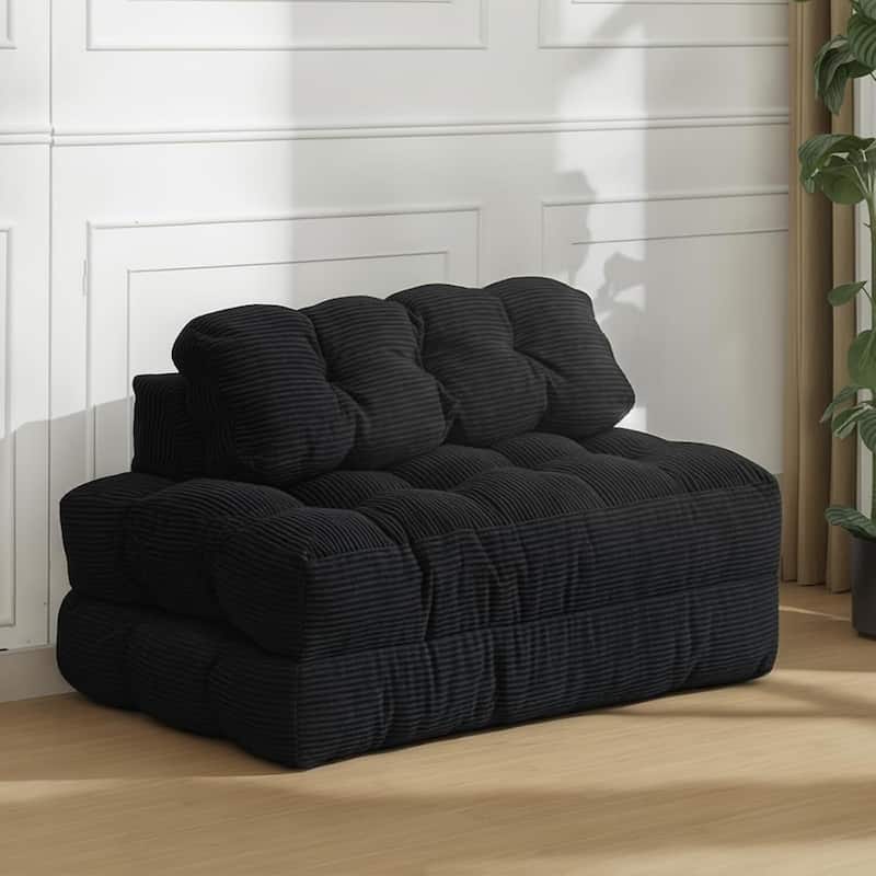 3-in-1 Portable Folding Sofa Bed Convertible Single Futon Couch Bed for Living Room - Black