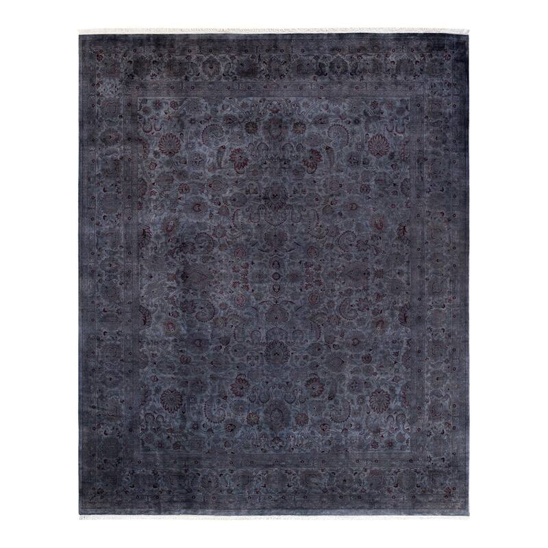 Overton Hand Knotted Wool Vintage Inspired Modern Contemporary Overdyed Gray Area Rug - 8' 2" x 9' 10"