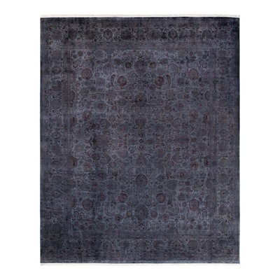 Overton Hand Knotted Wool Vintage Inspired Modern Contemporary Overdyed Gray Area Rug - 8' 2" x 9' 10"