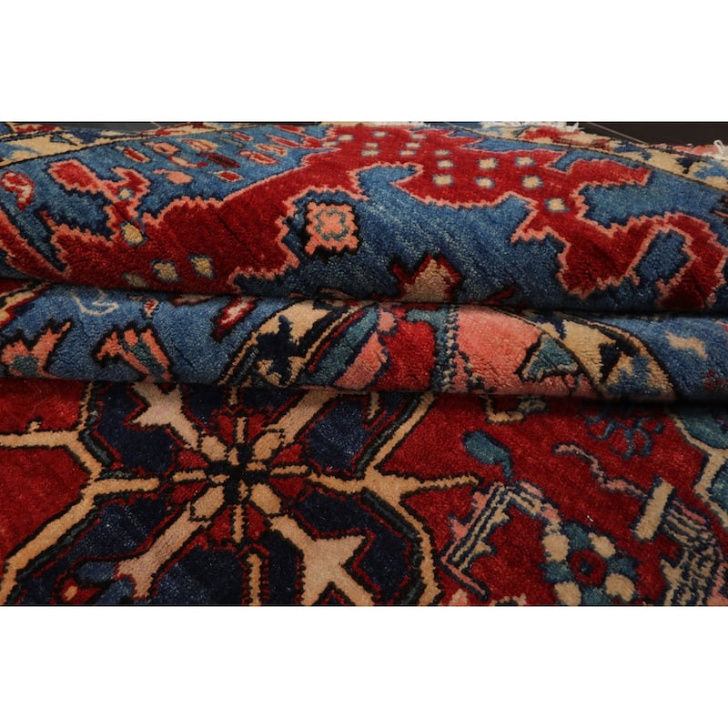 7'1''x9'4'' Hand Knotted Red Kazak Wool Tribal Arts & Crafts Rug - 7' 1'' x 9' 4''