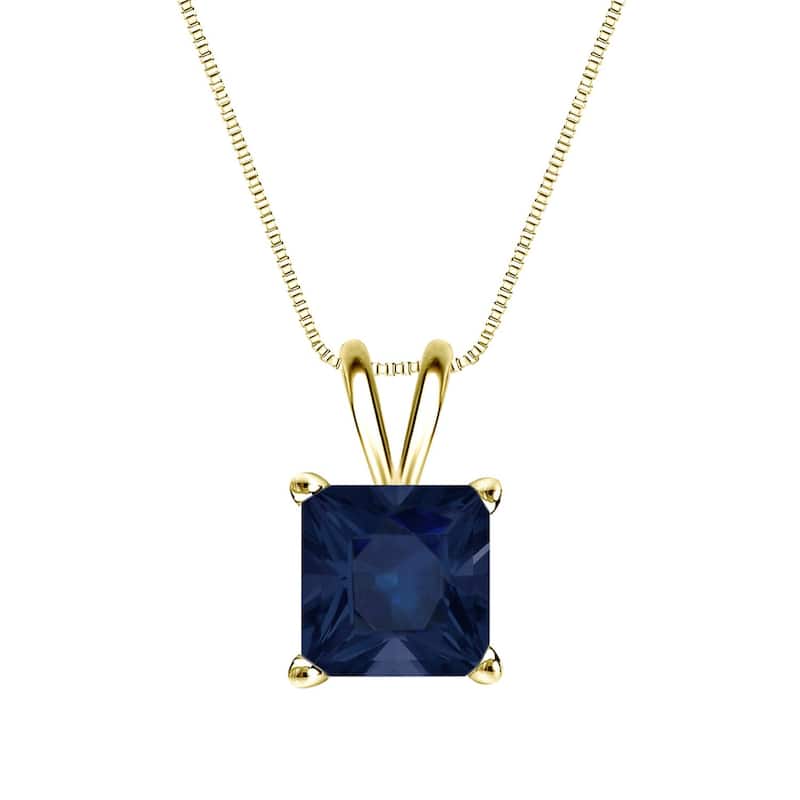 Auriya 14k Gold 2ct Princess-cut Sapphire Solitaire Necklace - Yellow