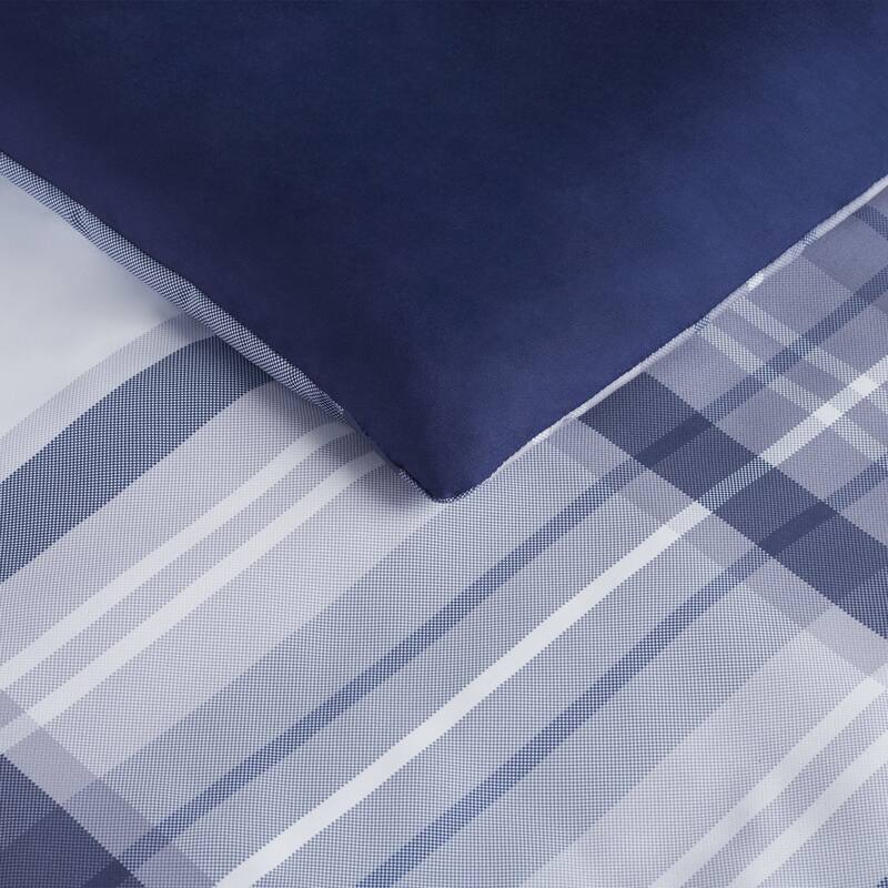 Serta Simply Clean Scott Plaid Antimicrobial Comforter Set
