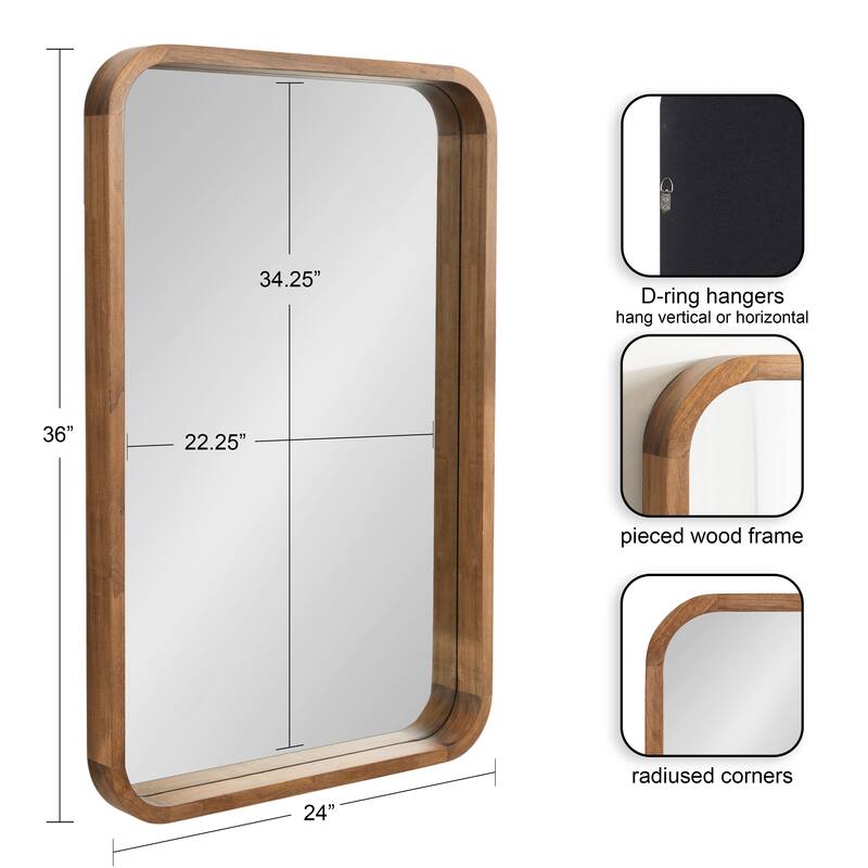 Kate and Laurel Hutton Wood Framed Radius Rectangle Mirror