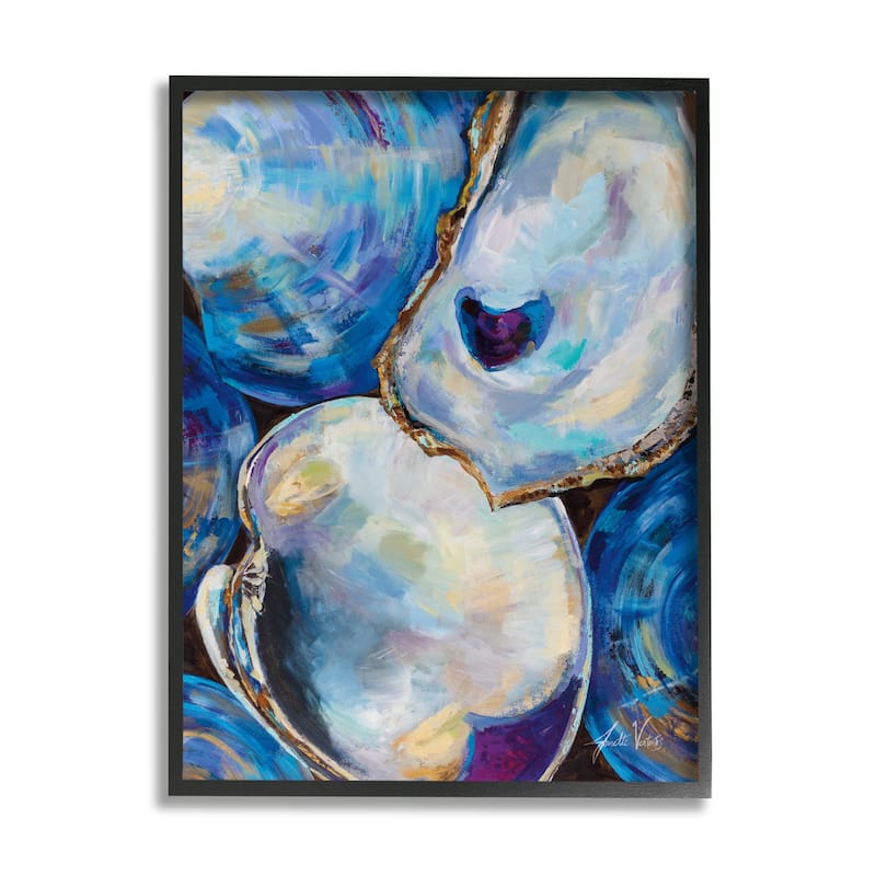 Stupell Expressive Coastal Seashells Abstract Mussel Clam Painting Framed Wall Art - Orange