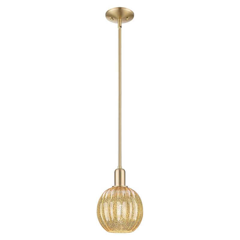 Innovations Lighting Downtown Urban - Preston - 1 Light 7" Globe Shade Stem Hung Mini Pendant - Champagne Bronze/Mercury Shade