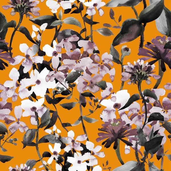 Orange Wallpaper with Flowers Peel and Stick and Prepasted Bed Bath & Beyond 36790921