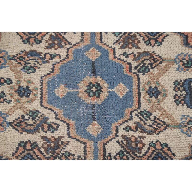 Pink Geometric Hamedan Persian Vintage Area Rug Handmade Wool Carpet - 8'5" x 11'4"