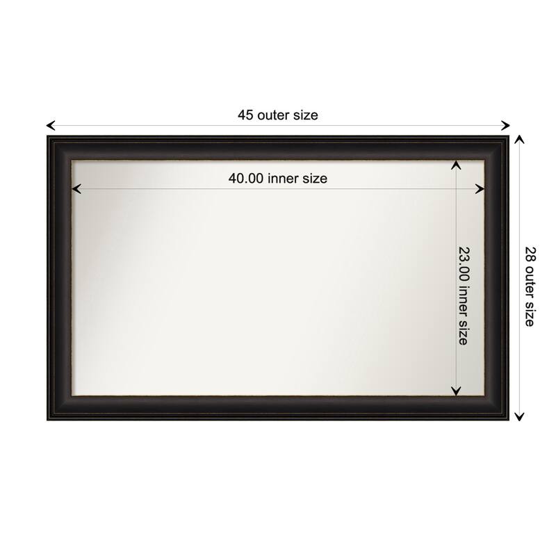 Trio Oil Rubbed Bronze Framed Non-Beveled Custom Wall Mirror, Bathroom Vanity Mirror - Outer Size: 44.5 x 27.5