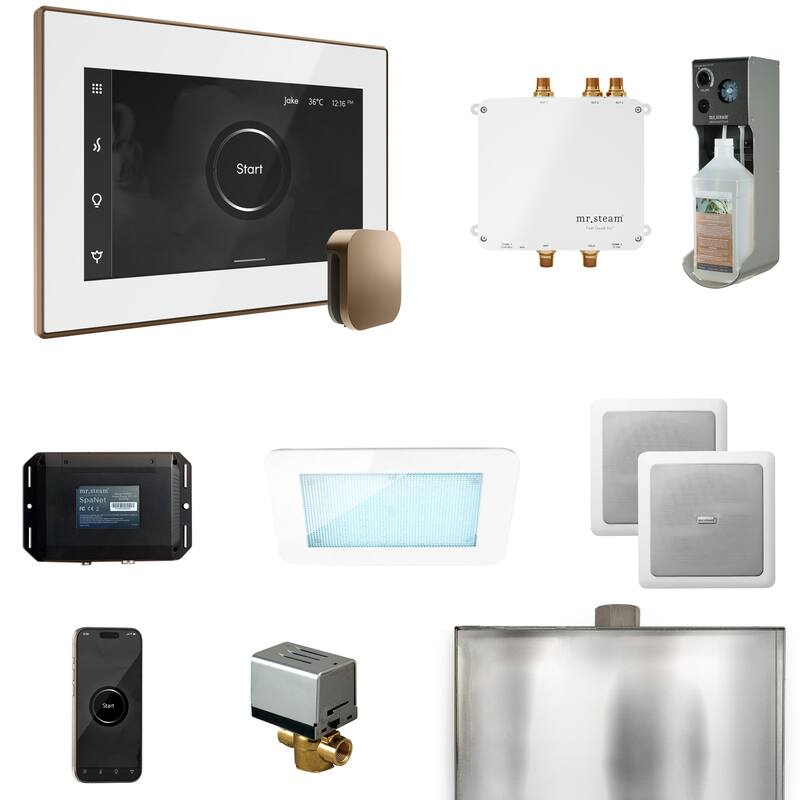 Mr Steam BLS1 Bliss Package Steam Shower Control Package with Isteamx - White / Nouveau Bronze