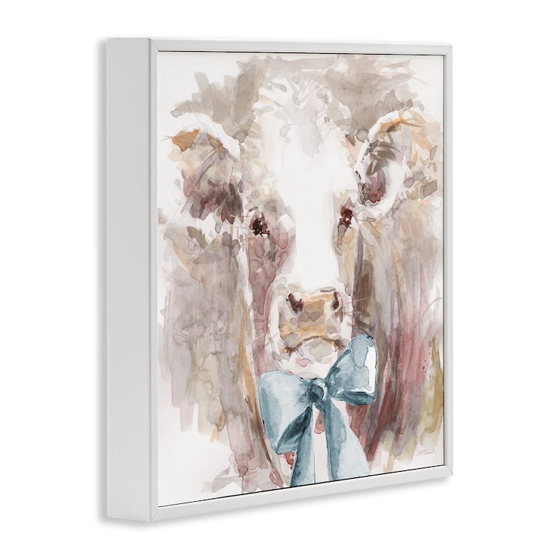 Stupell Soft Abstract Cow & Bow Framed Giclee Art Design By Carol Robinson