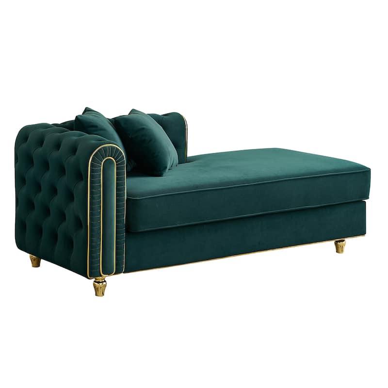 66.9''Velvet Chaise Lounge,Luxury Modern Chaise Furniture,Tufted Back With 2pcs Toss Pillows