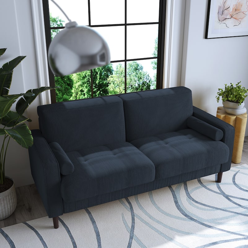 Corduroy 61.9" Loveseat Sofa Square Armrests