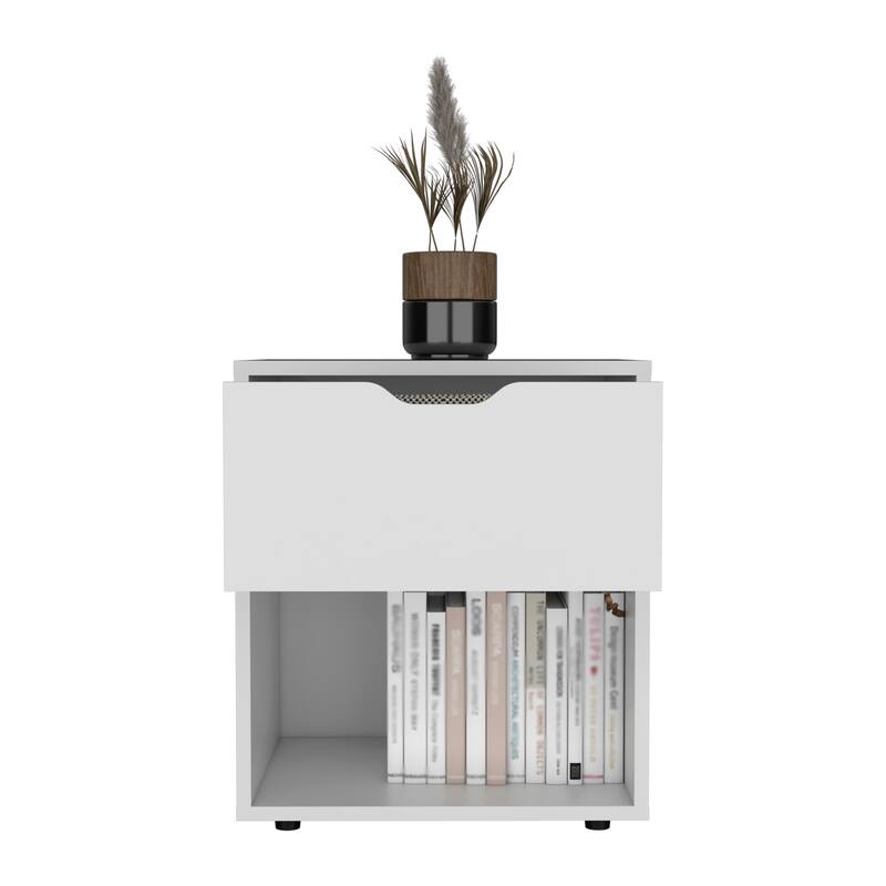 19.7-Inch High Nightstand End Table with Open Shelf