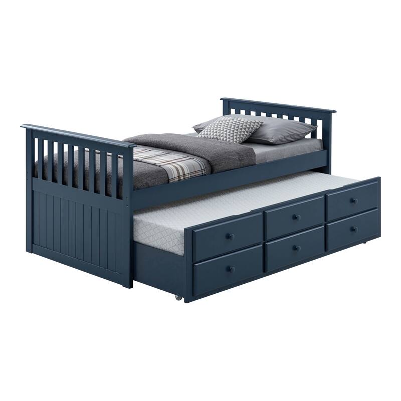 Furniture of America Zorina Twin Captain Bed with Trundle and Three Drawers