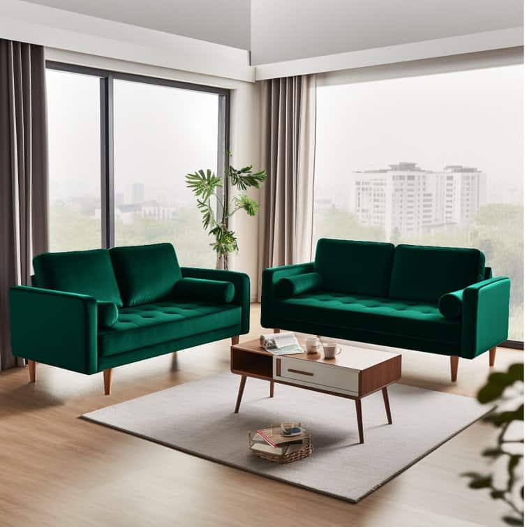 William 2 - Piece Velvet Living Room Set - Green