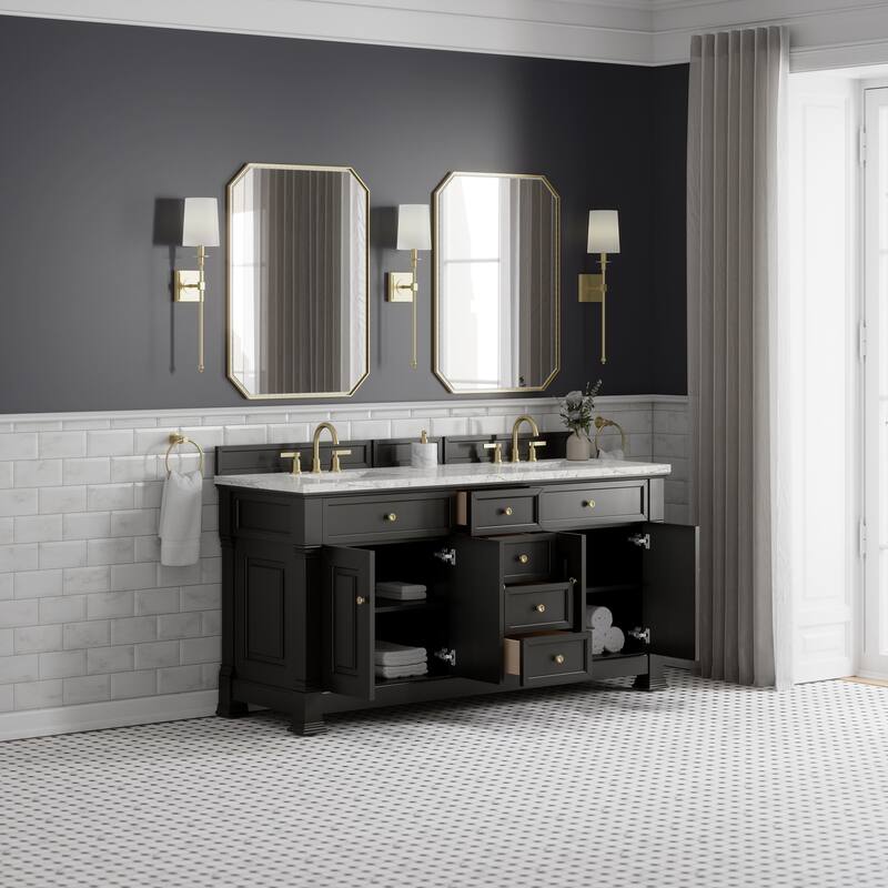 Brookfield 72" Double Vanity, Black Onyx w/FreePower Wireless Charger