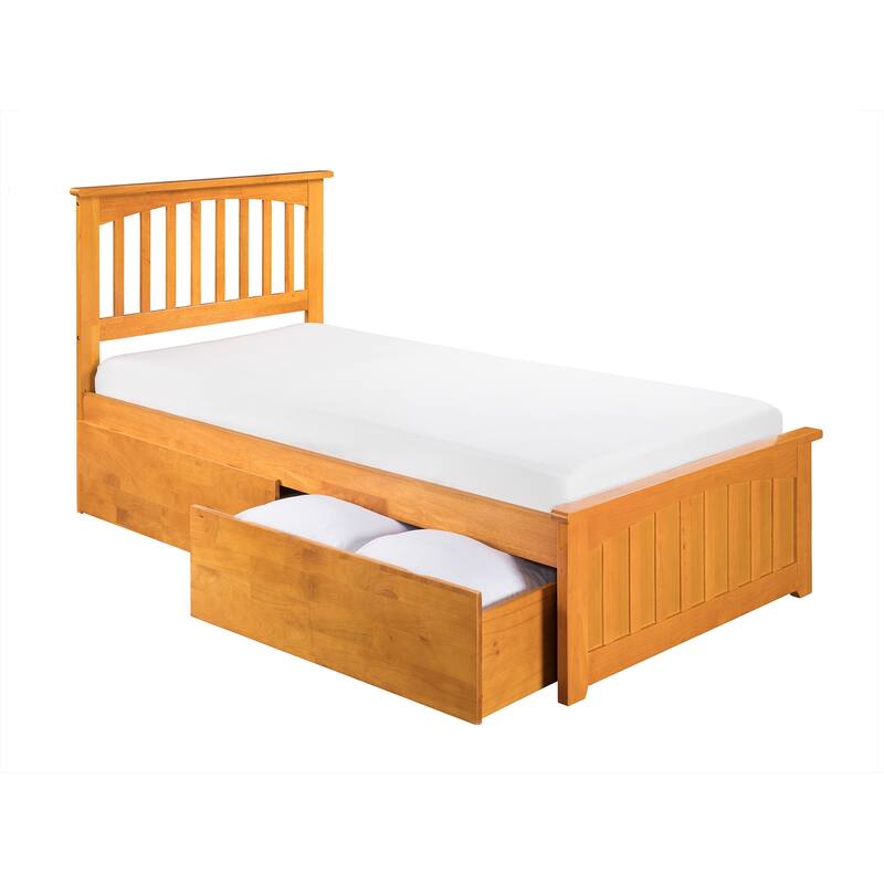 Antique Platform Bed with Footboard & Drawers - Grey Bedroom Furniture Set