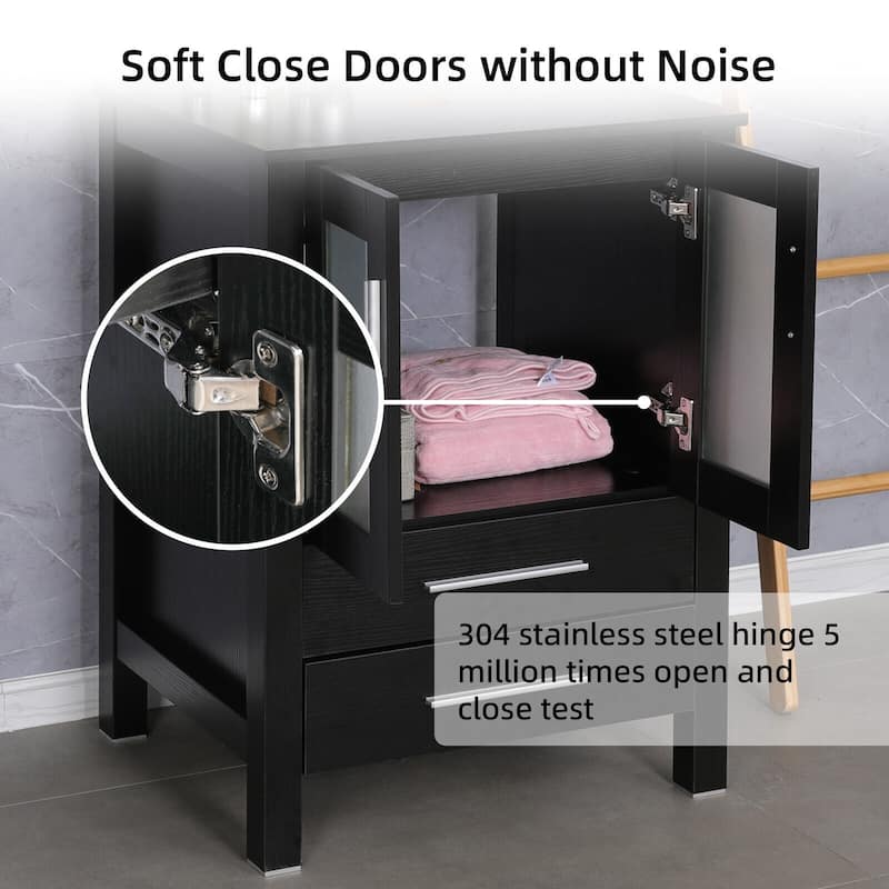 eclife 24" Classical Bathroom Vanity Set with Tempered Glass Vessel Sink Oil Rubbed Bronze Faucet and Drain